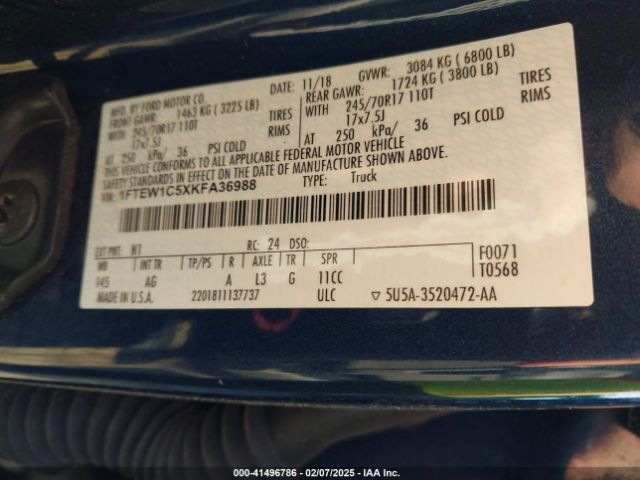 2019 FORD F-150 1FTEW1C5XKFA36988 Photo 8