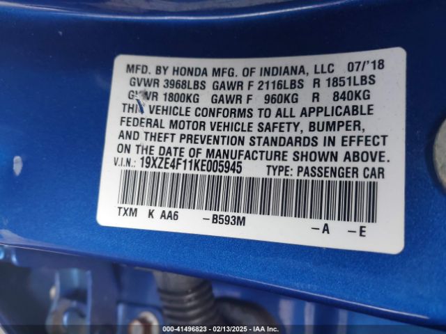 19XZE4F11KE005945 Honda Insight Lx