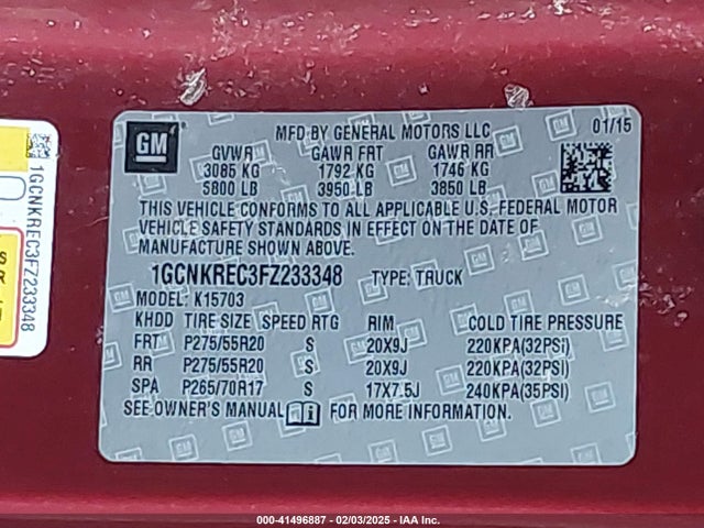 1GCNKREC3FZ233348 Chevrolet Silverado 1500 2lt