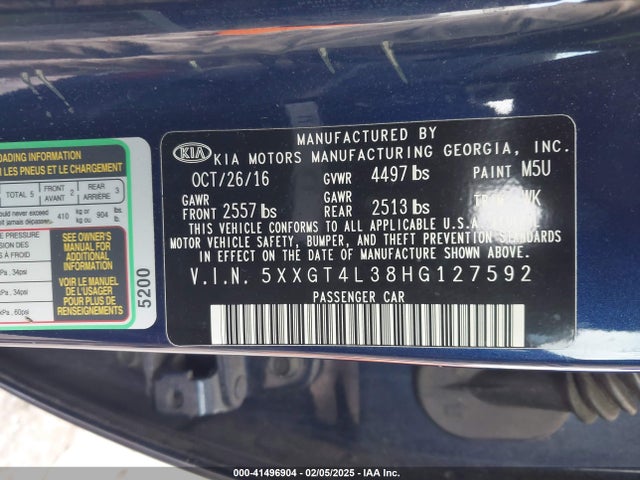 5XXGT4L38HG127592 KIA Optima Lx