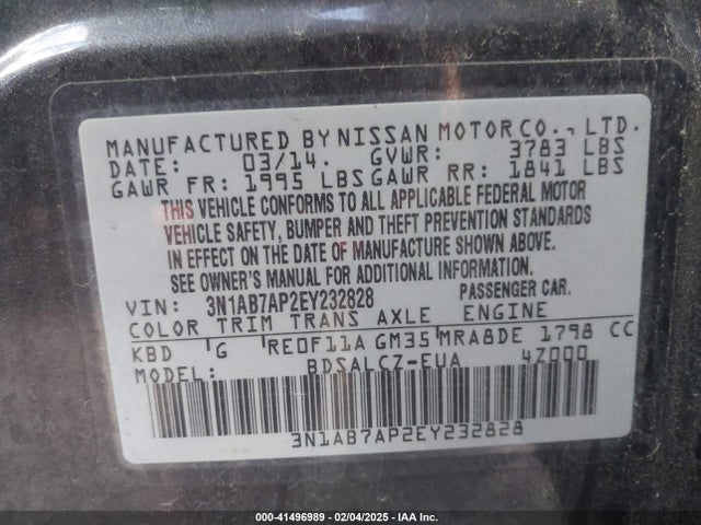 Nissan SENTRA S 2014 3N1AB7AP2EY232828 Image 9
