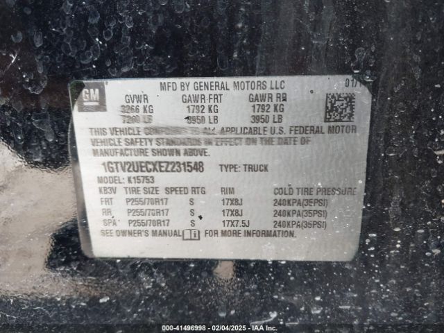 1GTV2UECXEZ231548 GMC Sierra 1500 Sle