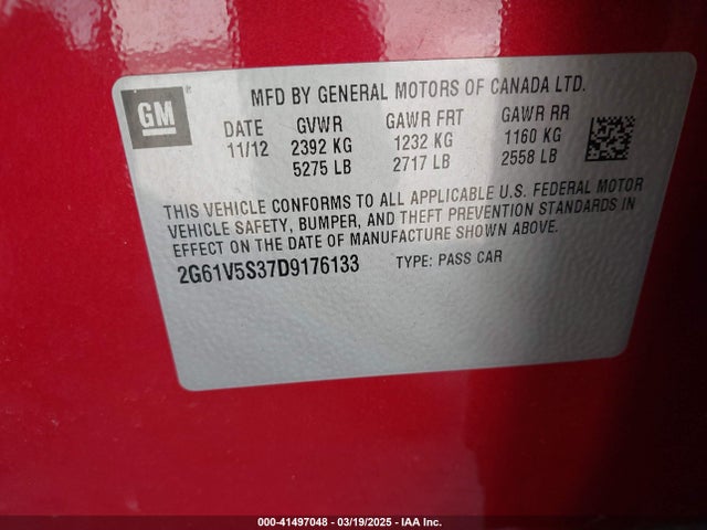 2013 CADILLAC XTS 2G61V5S37D9176133 Photo 8
