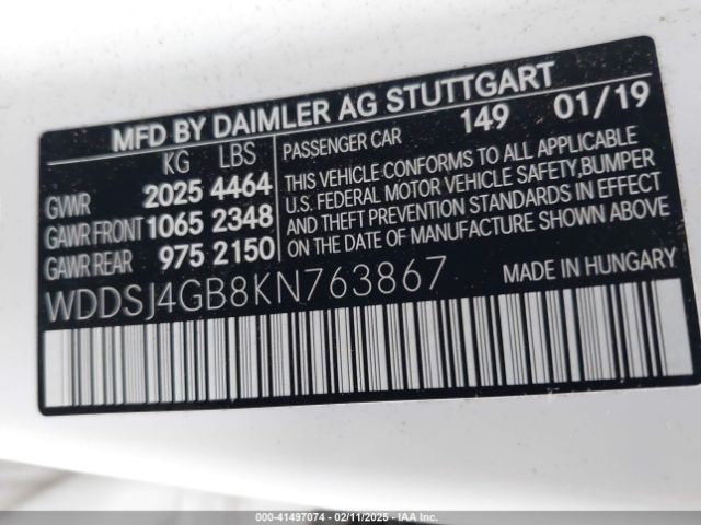 WDDSJ4GB8KN763867 Mercedes-Benz CLA 250 4MATIC