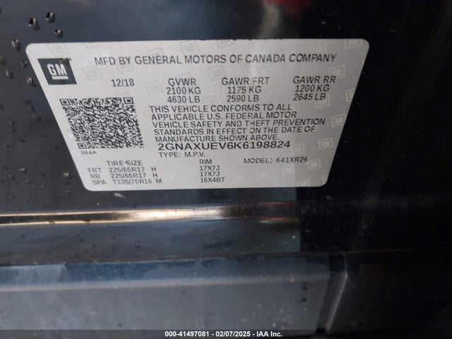 Chevrolet EQUINOX LT 2019 2GNAXUEV6K6198824 Image 9