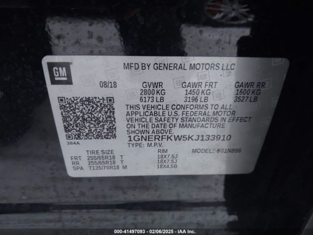 1GNERFKW5KJ133910 Chevrolet Traverse Ls