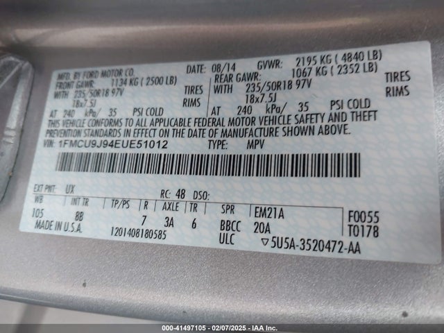 Ford Escape Titanium 2014 1FMCU9J94EUE51012 Image 9