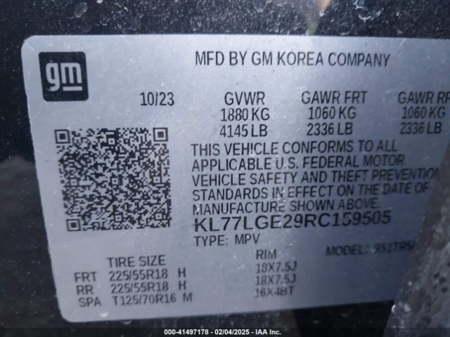 KL77LGE29RC159505 Chevrolet Trax Fwd 1rs