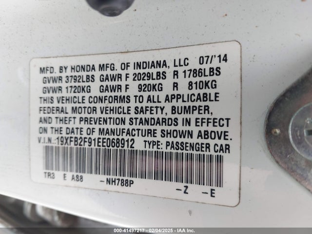 Honda Civic Ex-l 2014 19XFB2F91EE068912 Image 9