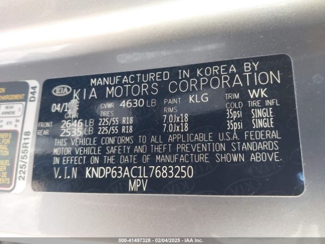 KNDP63AC1L7683250 KIA SPORTAGE S
