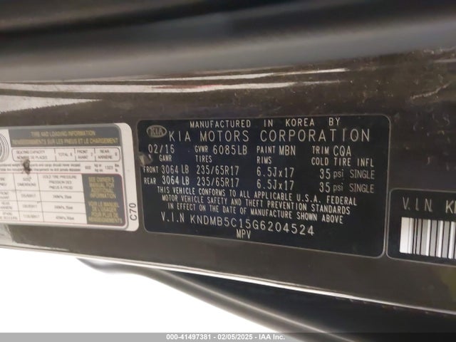 KIA SEDONA LX 2016 KNDMB5C15G6204524 Image 9