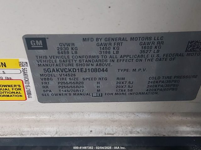 5GAKVCKD1EJ108044 Buick Enclave Premium