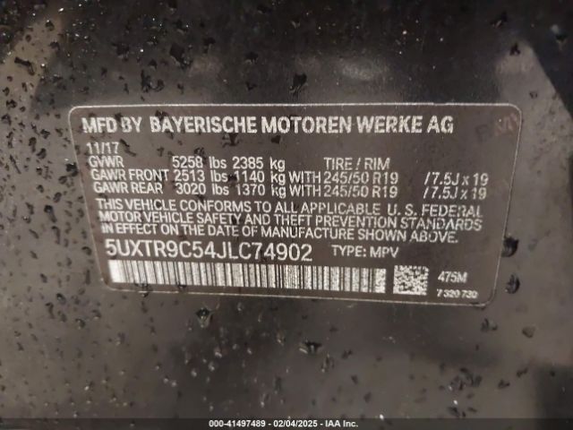 2018 BMW X3 5UXTR9C54JLC74902 Photo 8