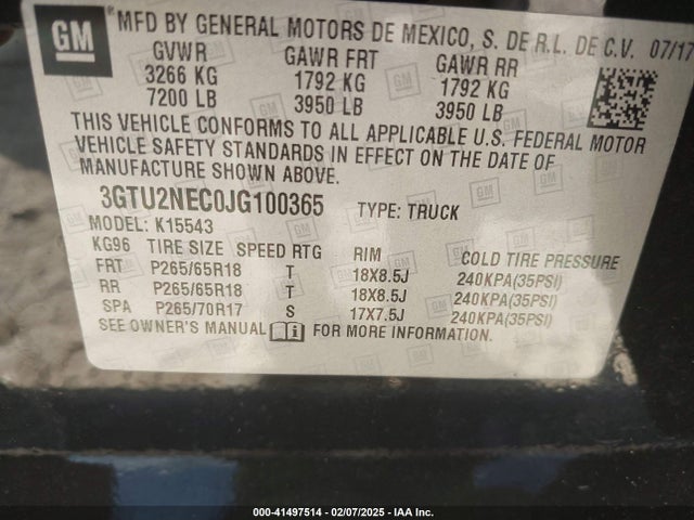 GMC Sierra 1500 Slt 2018 3GTU2NEC0JG100365 Image 9