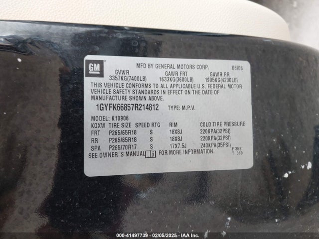 2007 CADILLAC ESCALADE ESV 1GYFK66857R214812 Photo 8