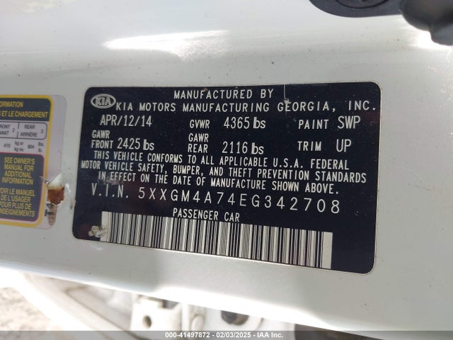 KIA Optima Lx 2014 5XXGM4A74EG342708 Image 9