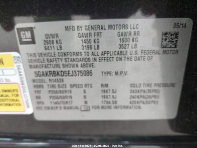 5GAKRBKD5EJ375086 Buick Enclave Leather