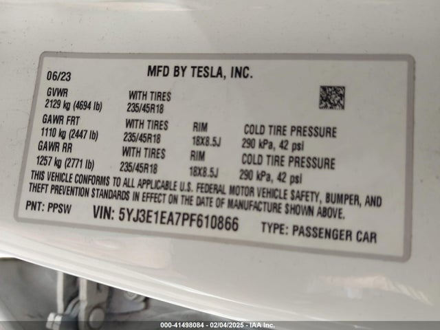 2023 TESLA MODEL 3 5YJ3E1EA7PF610866 Photo 8