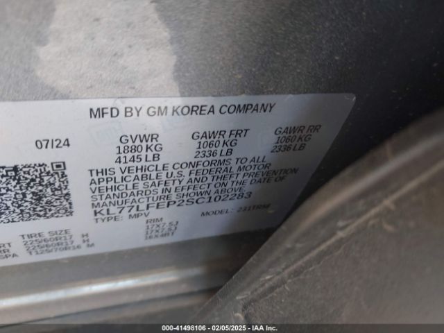 KL77LFEP2SC102283 Chevrolet Trax Fwd Ls
