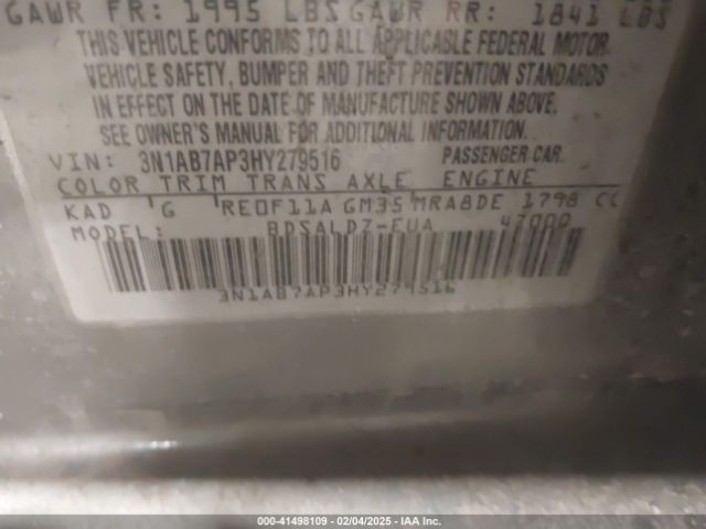3N1AB7AP3HY279516 Nissan SENTRA SV