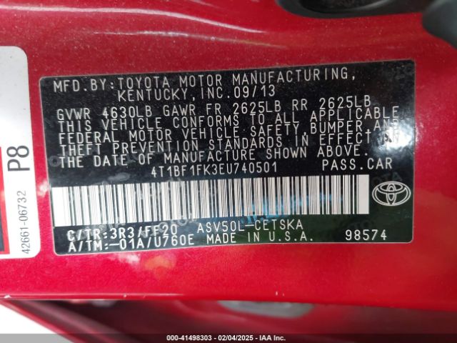 4T1BF1FK3EU740501 Toyota Camry Se Sport