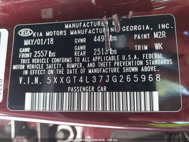 KIA Optima Lx 2018 5XXGT4L37JG265968 Image 9