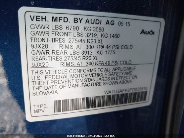 WA1LGAFE8FD025810 Audi Q7 3.0t Premium