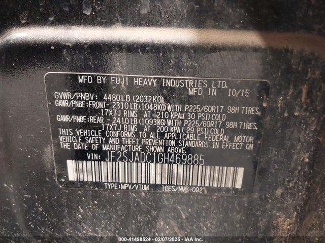 Subaru Forester 2.5i Premium 2016 JF2SJADC1GH469885 Image 9