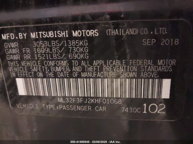 ML32F3FJ2KHF01068 Mitsubishi Mirage G4 Es