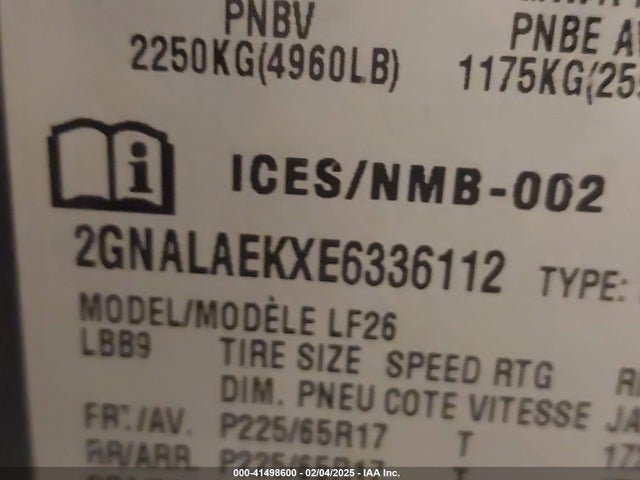 2GNALAEKXE6336112 Chevrolet EQUINOX LS