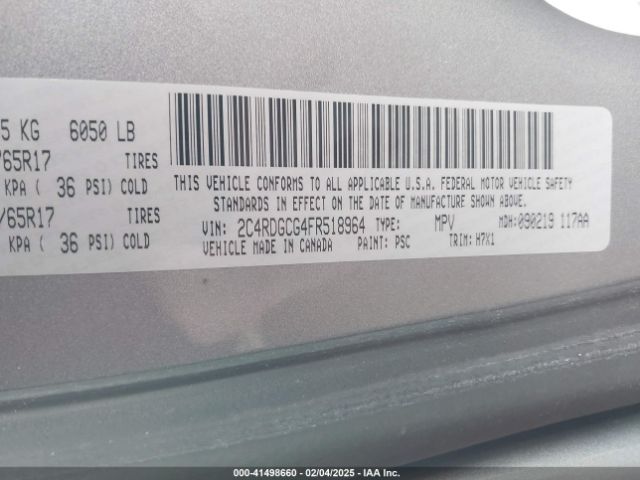 2C4RDGCG4FR518964 Dodge Grand Caravan Sxt