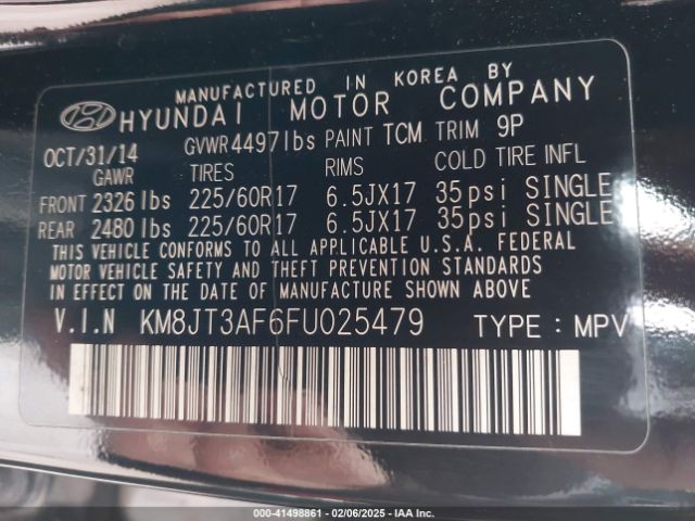 KM8JT3AF6FU025479 Hyundai TUCSON GLS
