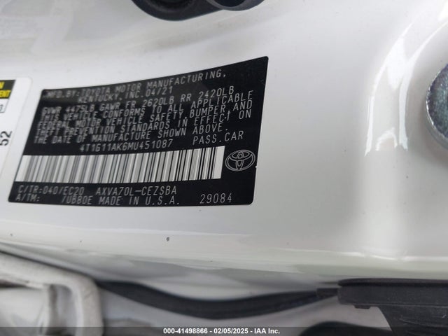 4T1G11AK6MU451087 Toyota Camry Se Nightshade Edition