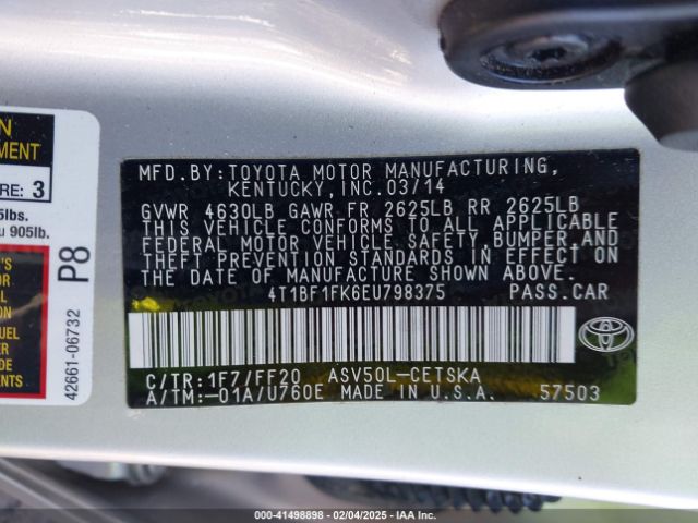 4T1BF1FK6EU798375 Toyota Camry Se Sport