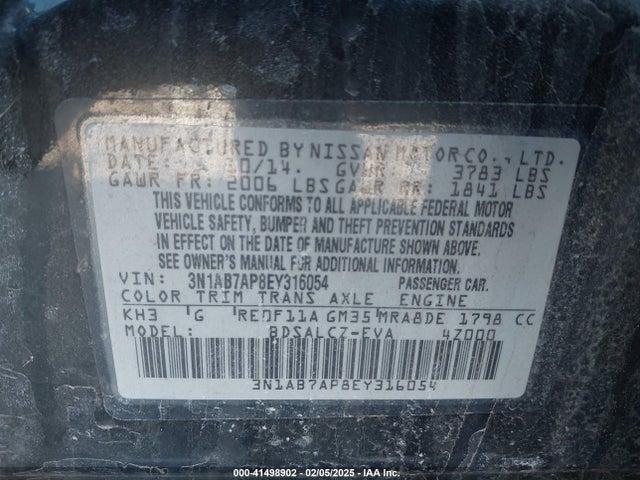 Nissan SENTRA S 2014 3N1AB7AP8EY316054 Image 9