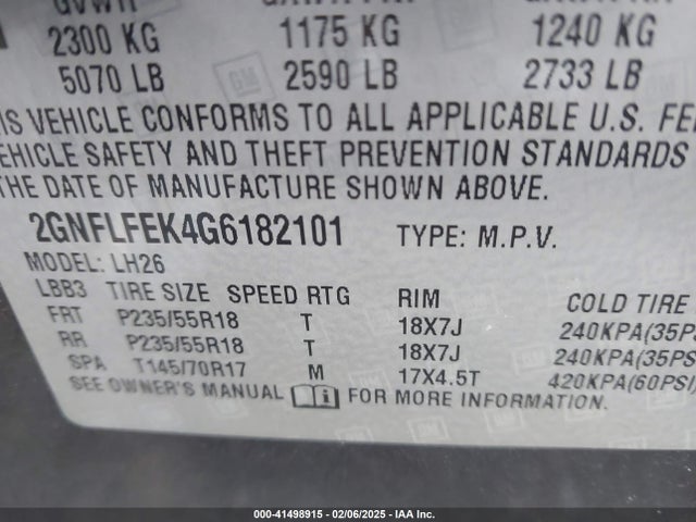 Chevrolet EQUINOX LT 2016 2GNFLFEK4G6182101 Image 9