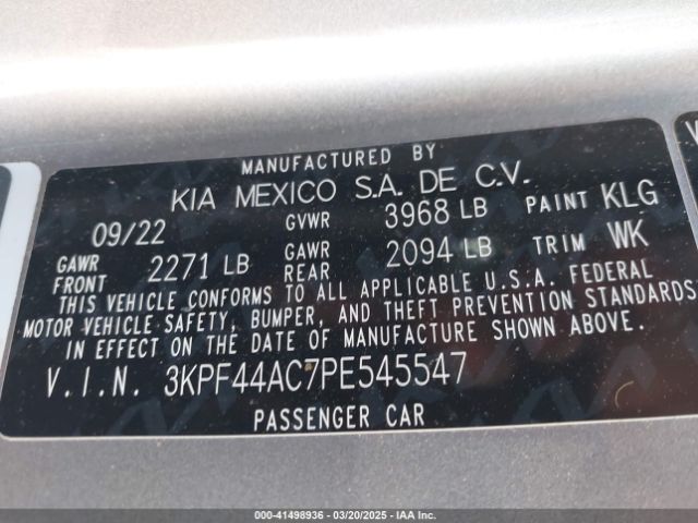 3KPF44AC7PE545547 KIA FORTE GT