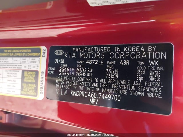 KNDPRCA60J7449700 KIA Sportage Sx Turbo