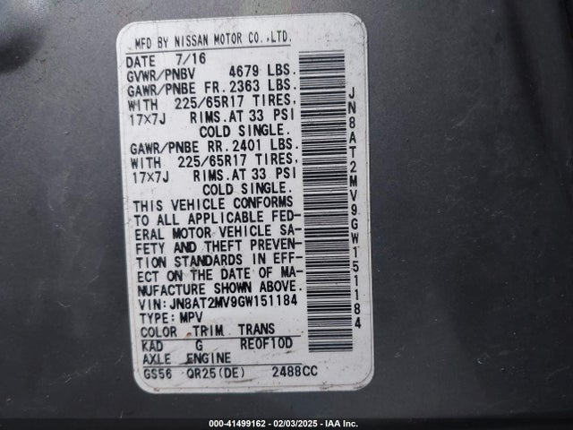 Nissan ROGUE S 2016 JN8AT2MV9GW151184 Image 9