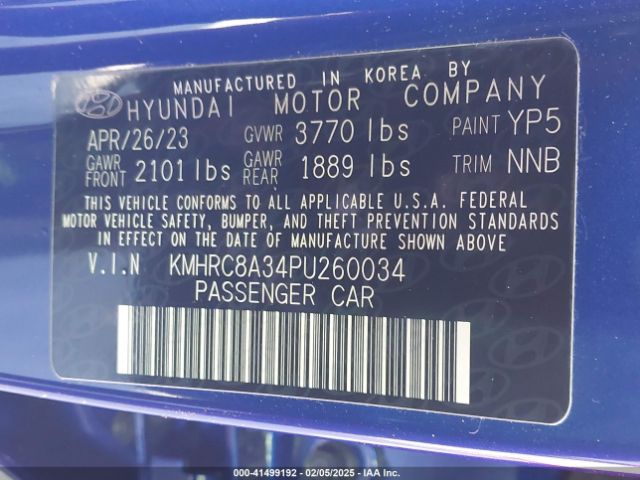 KMHRC8A34PU260034 Hyundai Venue Sel