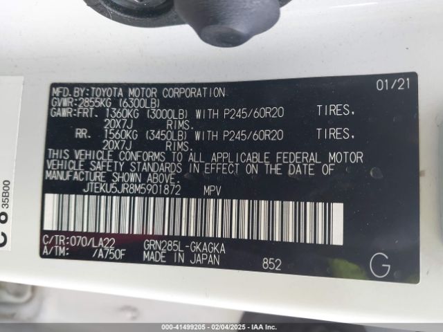 JTEKU5JR8M5901872 Toyota 4runner Limited