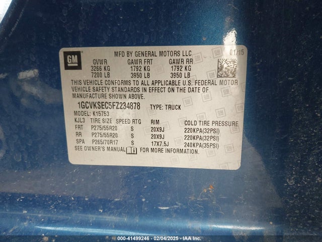 1GCVKSEC5FZ234878 Chevrolet l83 - vvt, active fuel management, aluminum