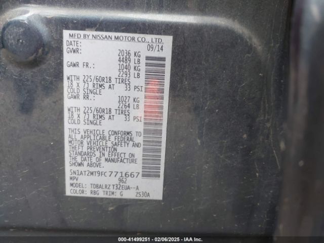 5N1AT2MT9FC771667 Nissan Rogue Sl