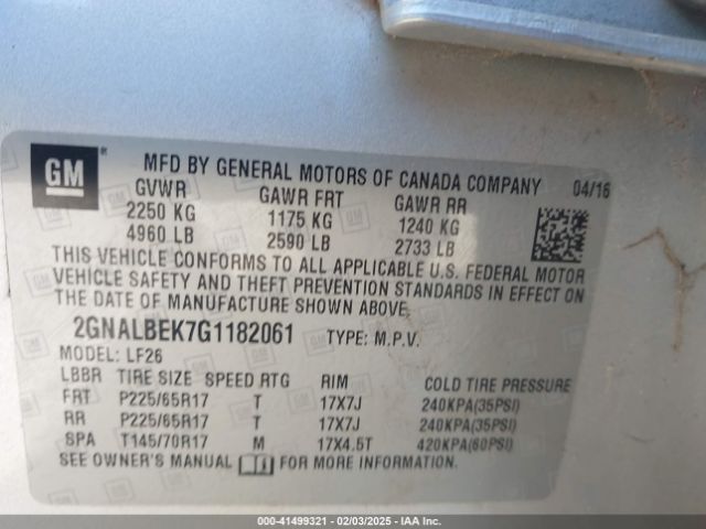 2GNALBEK7G1182061 Chevrolet EQUINOX LS