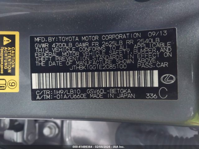 JTHBK1GG1E2085100 Lexus ES 350