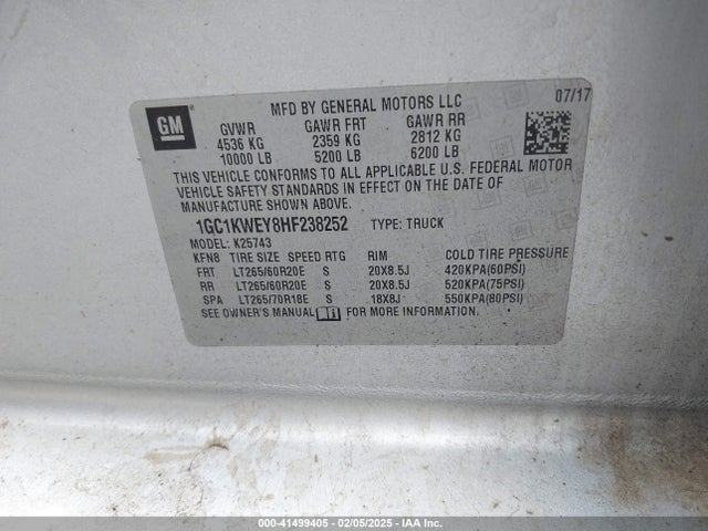 1GC1KWEY8HF238252 Chevrolet Silverado 2500hd Ltz