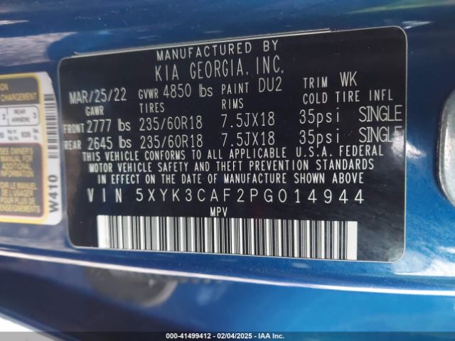 5XYK3CAF2PG014944 KIA Sportage Ex