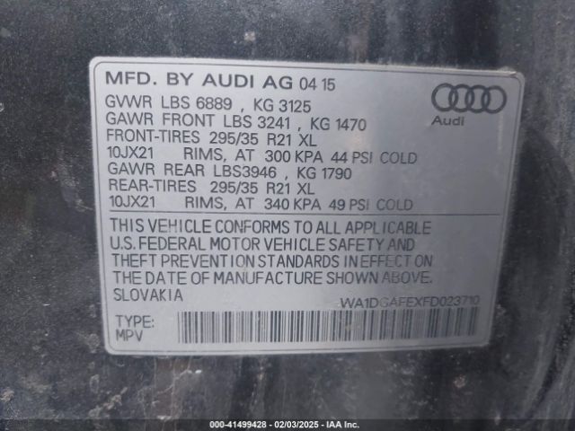 WA1DGAFEXFD023710 Audi Q7 3.0t S Line Prestige