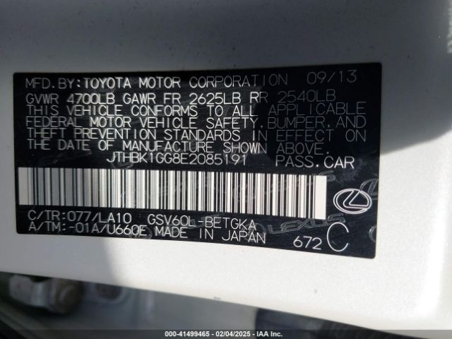 JTHBK1GG8E2085191 Lexus ES 350