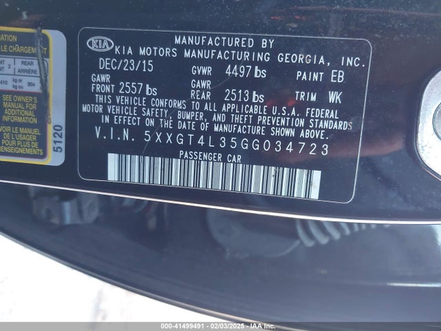 KIA Optima Lx 2016 5XXGT4L35GG034723 Image 9
